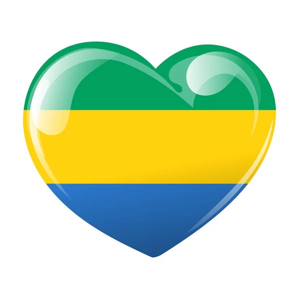 加蓬共和国的国旗是心形的 有加蓬国旗的心 3D插图 — 图库矢量图片