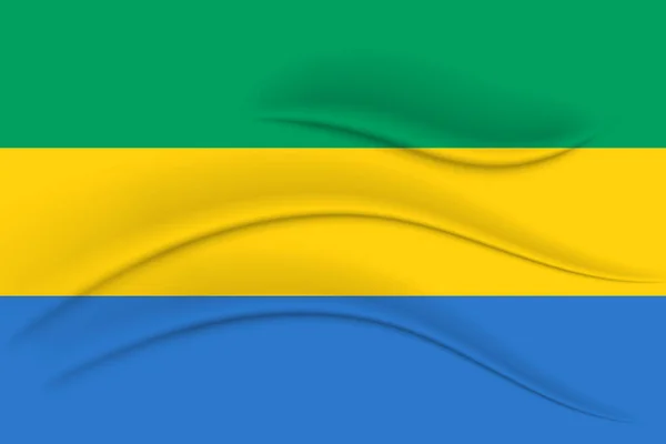 Государственный Флаг Габона Шелковым Эффектом Африканский Габонский Флаг Иллюстрация Вектор — стоковый вектор