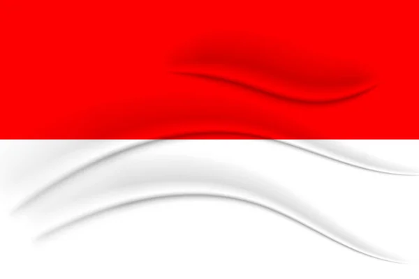 Indonesiens Nationella Flagga Med Verkan Silkesväv Indonesisk Flagga Illustration Vektor — Stock vektor