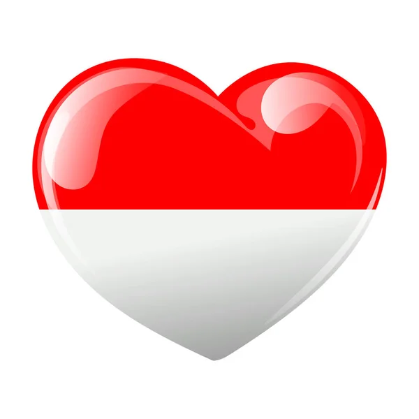 Bendera Indonesia Dalam Bentuk Sebuah Jantung Hati Dengan Bendera Indonesia - Stok Vektor