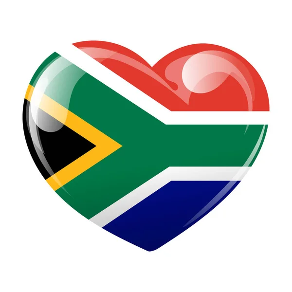 南非共和国国旗的形状是心形的 心脏与南非国旗 3D插图 — 图库矢量图片