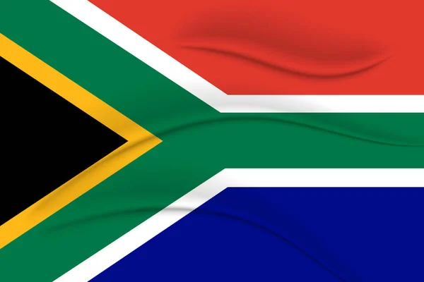 南アフリカの国旗に絹の効果がある 3Dイラスト 政治バナー ベクトル — ストックベクタ