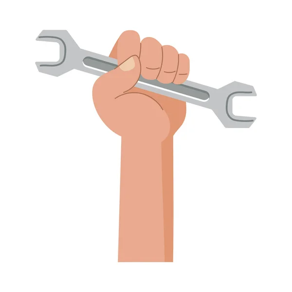 Working Hand Working Tool Hammer Wrench Labor Day Icon Illustration — Stock Vector