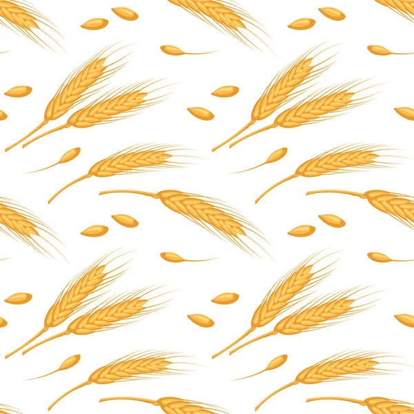 Nahtloses Muster Von Stacheln Und Weizensamen Weizenkörner Gerste Roggen Auf — Stockvektor