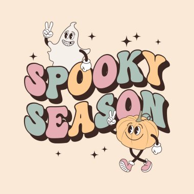 Cadılar bayramı için harika bir harf kartı. Ürkütücü sezon kaligrafisi, hayalet ve balkabağı karakterleri. Posterler, kartlar, tişörtler için geçmişe dönük tasarım