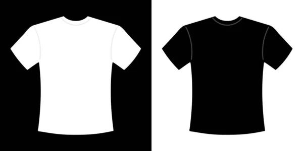 Boş Siyah Beyaz Tişört Önü Şablon Maket Tasarım Için Erkek — Stok Vektör