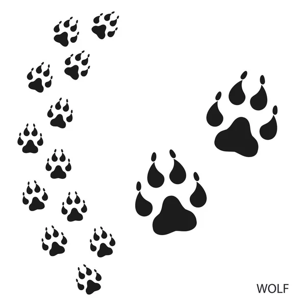 Stock vector Paw prints, animal tracks, wolf footprints pattern. Icon and track of footprints. Black silhouette. Vector