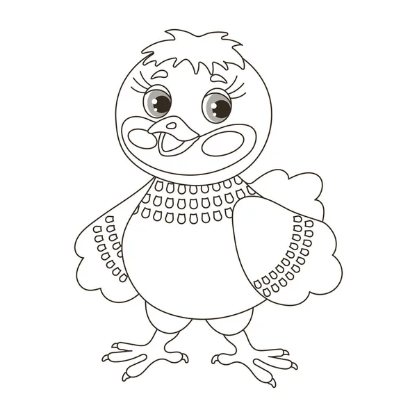 Милый Мультяшный Цыпленок Рисунок Набросок Раскраски Вектор — стоковый вектор