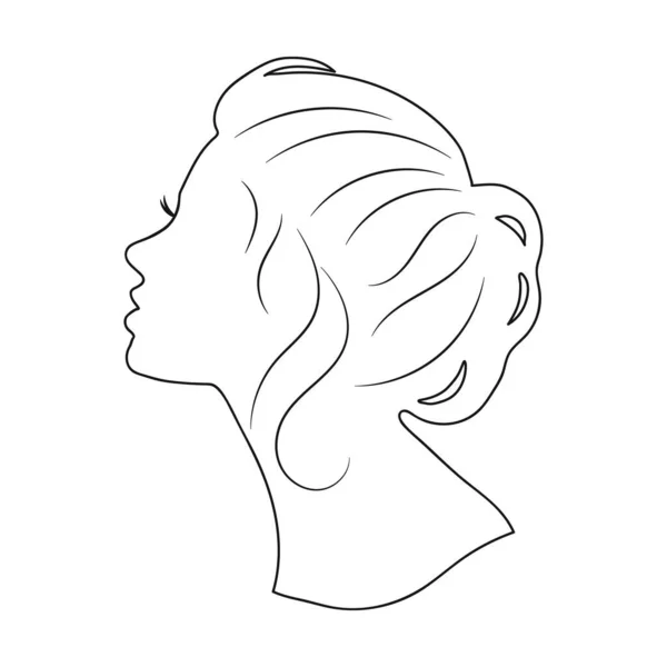 Контурный Портрет Молодой Красивой Женщины Профиль Скетч Минимальный Дизайн Элегантный — стоковый вектор