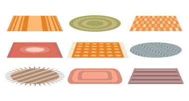 Süslü, halılı, rahat halılar. Ev eşyaları var. Vektör