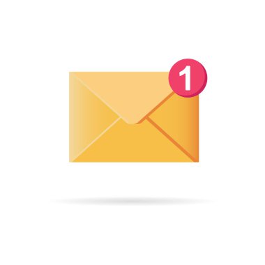 3D yeni mesaj. Bildiri zarfı. Sosyal ağlar, iş planlama, hatırlatmalar. Web simgesi, düğme, vektör