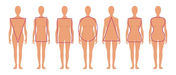 Set Van Verschillende Types Vrouwelijke Figuren Vrouwelijke Lichaamstypen Met Geometrische Vectorbeelden