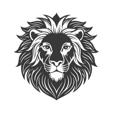 Leo burcu. Aslan başı. Beyaz arka planda siyah bir siluet. Vektör