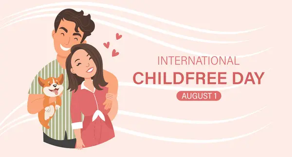 Banner Del Día Internacional Sin Niños Feliz Joven Pareja Casada Vector De Stock