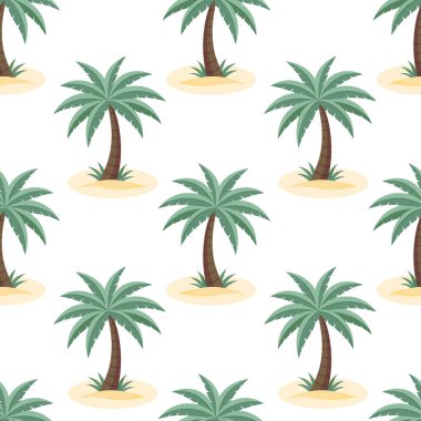 Şirin tropikal palmiye ağaçları ile kusursuz desen. Yaz aydınlığı kapak şablonu. Görüntü