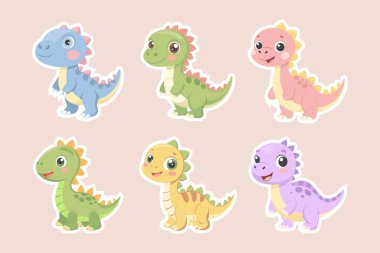 Şirin bebek dinozorlar seti. Şirin Dinozor Karakterleri. Peri masalı canavarları. Çıkartmalar, Rozetler, İzler