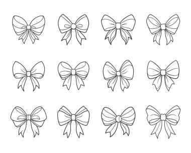 Hediye yaylarının ana hatları. Bağlı yay şablonları. Görüntü