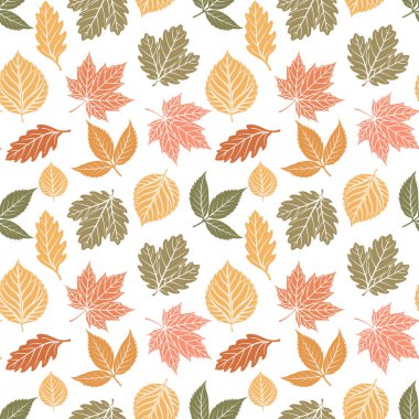 Sonbahar, arka planda orman yapraklarının pürüzsüz deseni. Mevsimlik arka plan, ambalaj için tasarım, duvar kağıdı. Görüntü