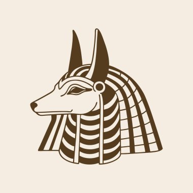 Antik Mısır tanrısı Anubis. Köpek kafalı bir ilah. Ölüm Tanrısı. Tek renkli illüstrasyon.