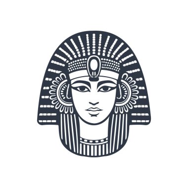 Eski Mısır tanrıçası Kleopatra. Eski Mısır 'ın hükümdarı. Tek renkli illüstrasyon.