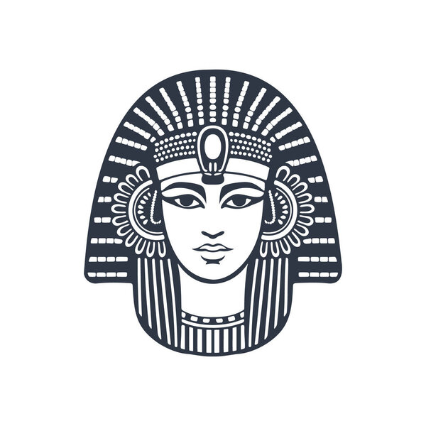Ancient Egyptian goddess Cleopatra. Ruler of Ancient Egypt. Monochrome illustration.