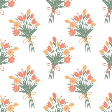 Bahar çiçeği buketleriyle kusursuz desen. Sevimli arkaplan, yazdırma