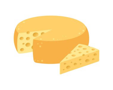 İsviçre peyniri ve dilimler. Peynir ikonu. Peynir ve peynir parçaları. Görüntü