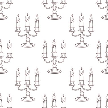 Kusursuz desenli, el yapımı, mum yakılmış klasik şamdanlı. Çizim çizimi.