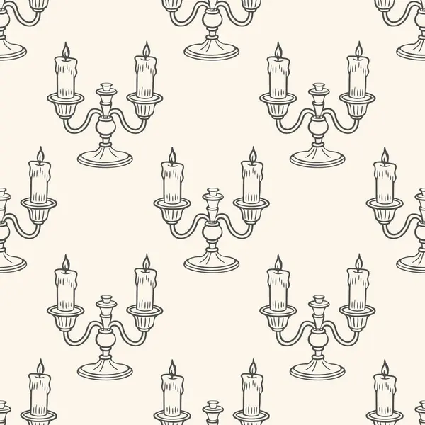 Kusursuz desenli, el yapımı, mum yakılmış klasik şamdanlı. Çizim çizimi, arkaplan.