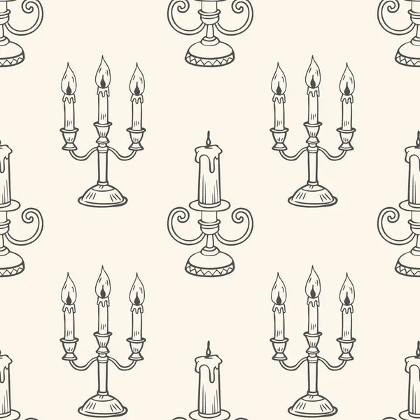Kusursuz desenli, el yapımı, mum yakılmış klasik şamdanlı. Çizim çizimi, arkaplan.