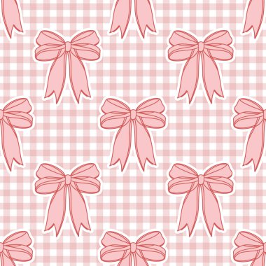 Kusursuz desen, el çizimi zarif pembe fiyonklar pamuklu kumaş. Flirty arkaplan, duvar kağıdı.