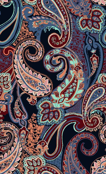 Paisley Ontwerp Sjaal Patroon Naadloze Aziatische Textiel Achtergrond Damast Naadloos Rechtenvrije Stockafbeeldingen