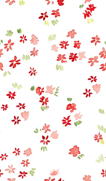 Bezešvé Květinové Vzory Pro Textil Elegantní Květiny Červené Květy Ditsy — Stock fotografie