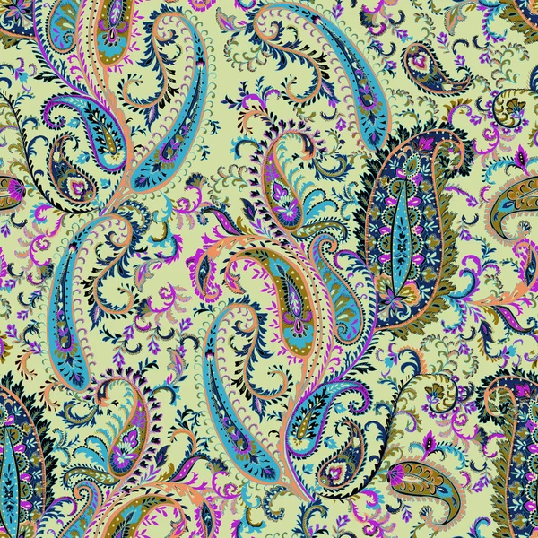 Naadloze Aziatische Textiel Achtergrond Damast Naadloos Patroon Paisley Patroon Sjaal — Stockfoto