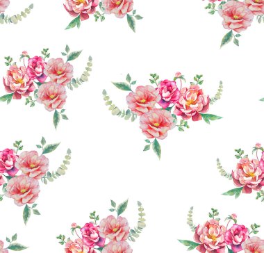 Suluboya çiçekler. Çiçek illüstrasyonu, Yaprak ve Tomurcuklar. Düğün veya tebrik kartı için botanik kompozisyonu.