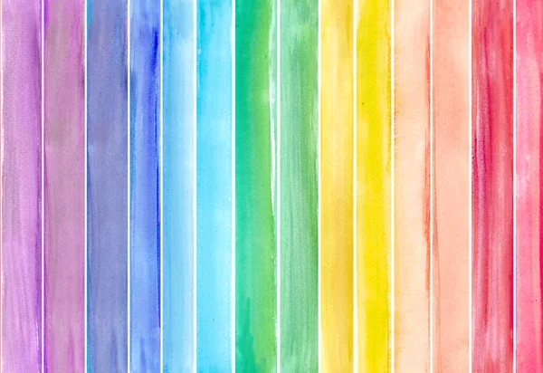 Bezešvé Ručně Kreslené Akvarel Pruhy Vzor Duhové Barvy Použité Tapety — Stock fotografie