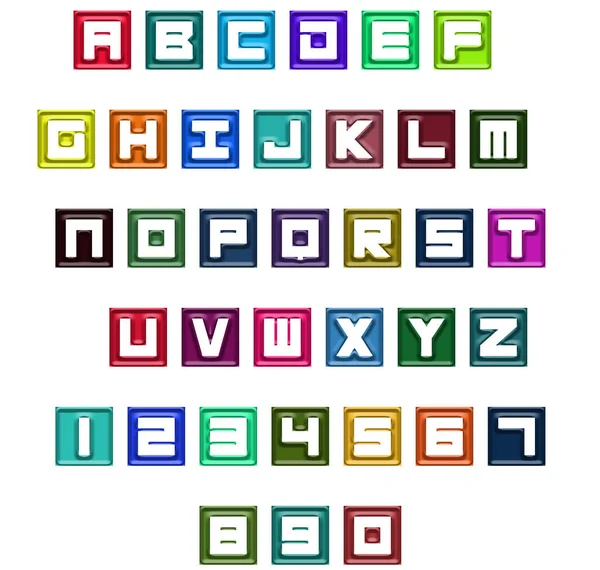 Letras Mayúsculas Elegantes Clásicas Fuentes Coloridas Abcd Multicolor Alfabetos Números —  Fotos de Stock