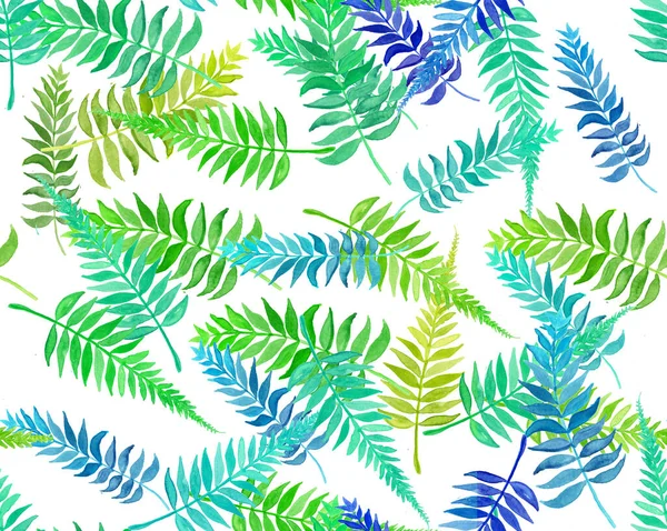 Watercolor Leaves Set Green Leaves Herbs Branches Hand Drawn Design — Stock Photo, Image