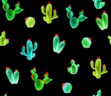 Rengarenk renksiz el boyası elementler. Kaktüs bitkileriyle tasarımınız için ve daha fazlası için. Projen, düğün, tebrik kartı, bloglar, çelenkler, desenler ve daha fazla Siyah arkaplan için mükemmel. 