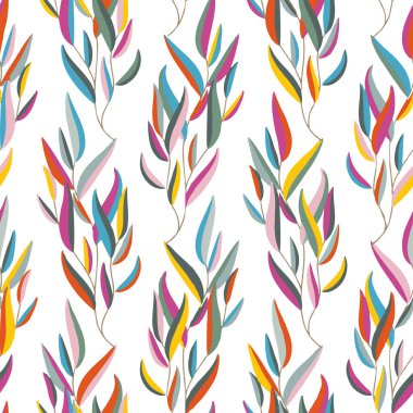 Beyaz arka plan renksiz ve parlak okaliptüs dalları. Kumaş, ambalaj veya dijital kağıt için iyi, yeni ve benzersiz 