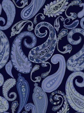 Şal desenli şal deseni. Kusursuz Asya Tekstil Arkaplanı. Damask pürüzsüz desen, desenli desen, geleneksel eşsiz zarif ve klasik etnik tasarım.