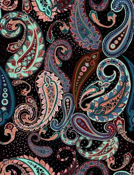 Şal desenli şal deseni. Kusursuz Asya Tekstil Arkaplanı. Damask pürüzsüz desen, desenli desen, geleneksel eşsiz zarif ve klasik etnik tasarım.