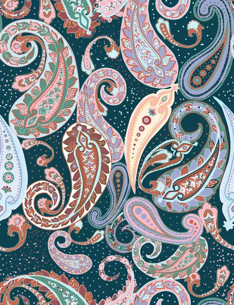 Şal desenli şal deseni. Kusursuz Asya Tekstil Arkaplanı. Damask pürüzsüz desen, desenli desen, geleneksel eşsiz zarif ve klasik etnik tasarım.