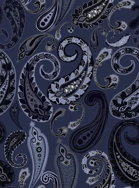 Şal desenli şal deseni. Kusursuz Asya Tekstil Arkaplanı. Damask pürüzsüz desen, desenli desen, geleneksel eşsiz zarif ve klasik etnik tasarım.