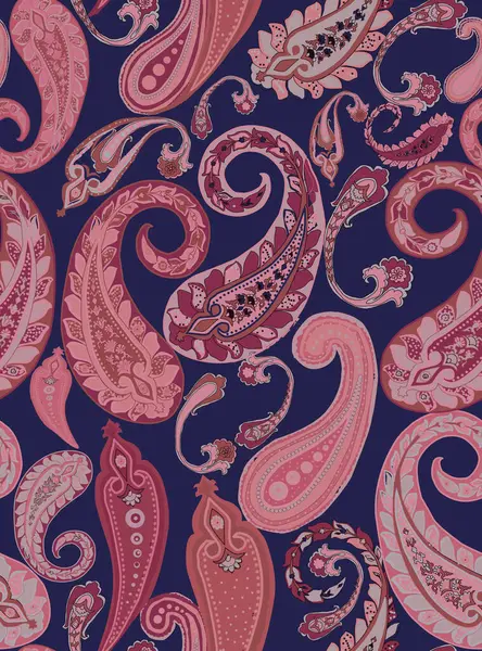 Şal desenli şal deseni. Kusursuz Asya Tekstil Arkaplanı. Damask pürüzsüz desen, desenli desen, geleneksel eşsiz zarif ve klasik etnik tasarım.