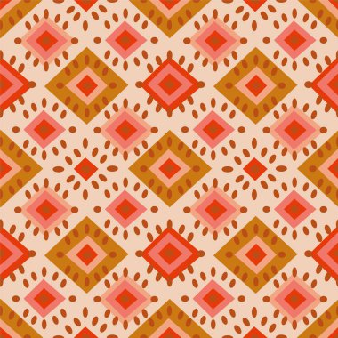 Soyut geometrik etnik arka plan. Kusursuz vektör deseni. Sıcak sonbahar boho paleti.
