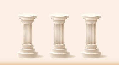 Doric Greek sütunları vektör illüstrasyonu. İzole vektör klipsi sanatı. 