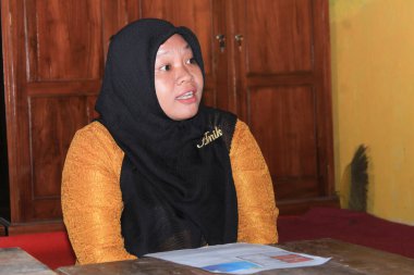 Bawang, Jawa Tengah, Indonesia - October 19 2022. A religious teacher's surprised expression