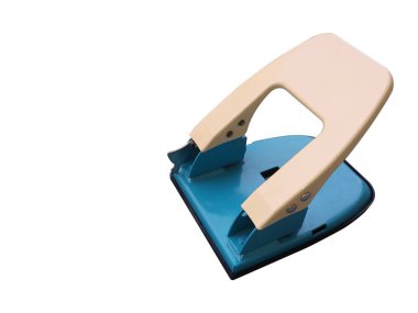 Basit ofis delik delme aracı yumuşak ışıklandırma ile temiz beyaz arkaplan izole