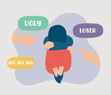 Yalnız kız zorbalıktan, aşağılanmaktan muzdarip. İnsanların parmakları onu işaret ettiği için suistimal edilen kadınlar üzüntü, endişe ve depresyon hisseder. Şiddeti, istismarı ve çocuklara karşı siber zorbalığı durdurun.